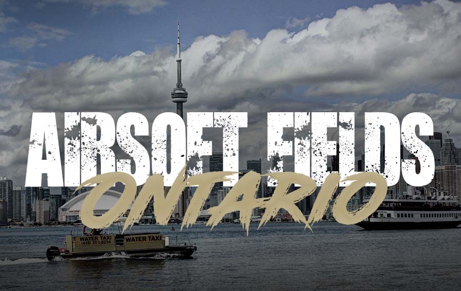 Airsoft Field Ontario Canada with a scenic view of Toronto's skyline and water taxi
