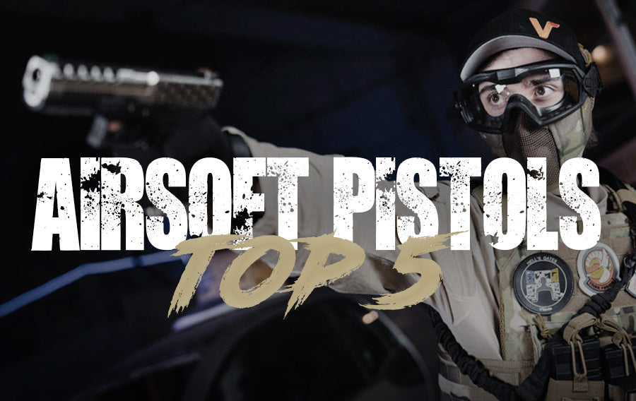 Best airsoft pistol Canada showcased with a player in tactical gear during a CQB scenario