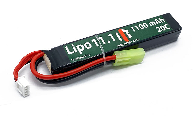 High-performance airsoft batteries featuring 11.1V, 1100 mAh capacity for enhanced gameplay