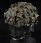 District Airsoft 3D helmet with camouflage pattern and tactical accessories for airsoft enthusiasts