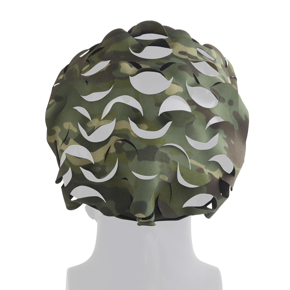 3D helmet in camouflage design with cutouts for enhanced ventilation and style