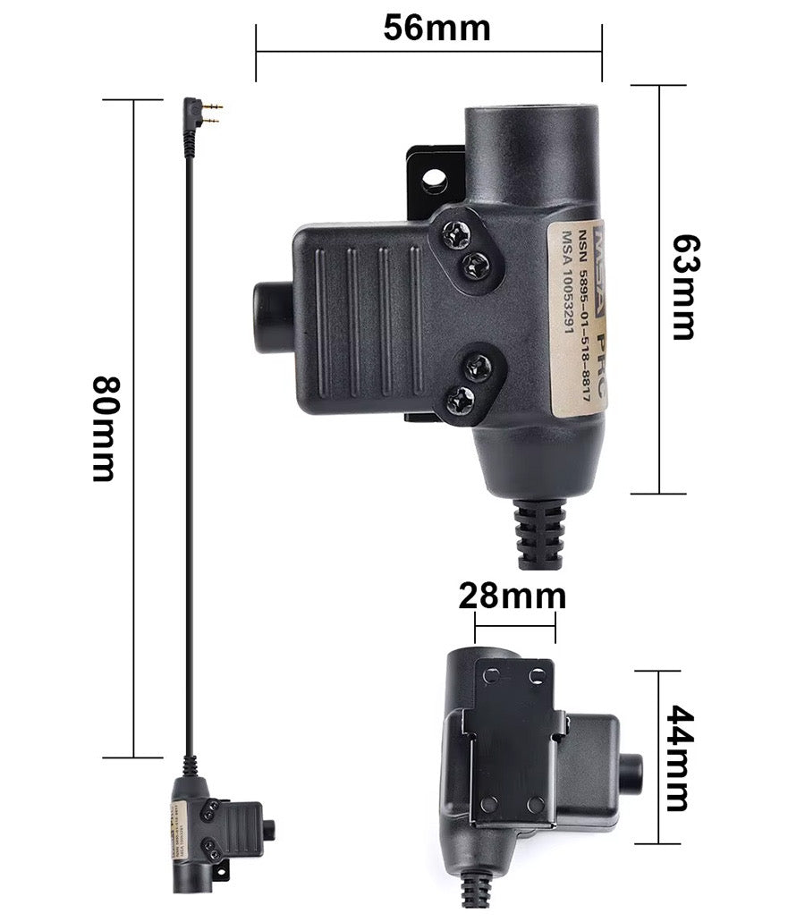 WADSN U94 PTT FOR KENWOOD 2 PINS (MILSPEC NATO VERSION) AIRSOFT - ACCESOIRES - WADSN - BLACK - CW001 - BK - KEN - 1