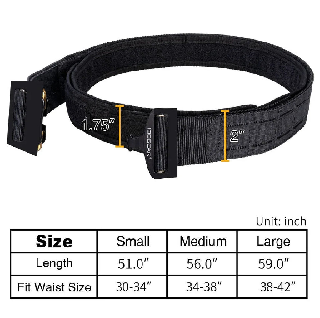 IDOGEAR 2 INCH BELT, QUICK RELEASE METAL BUCKLE.