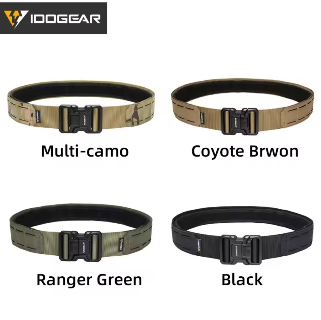 IDOGEAR TACTICAL 2" BELT WITH METAL BUCKLE LASER CUT MOLLE