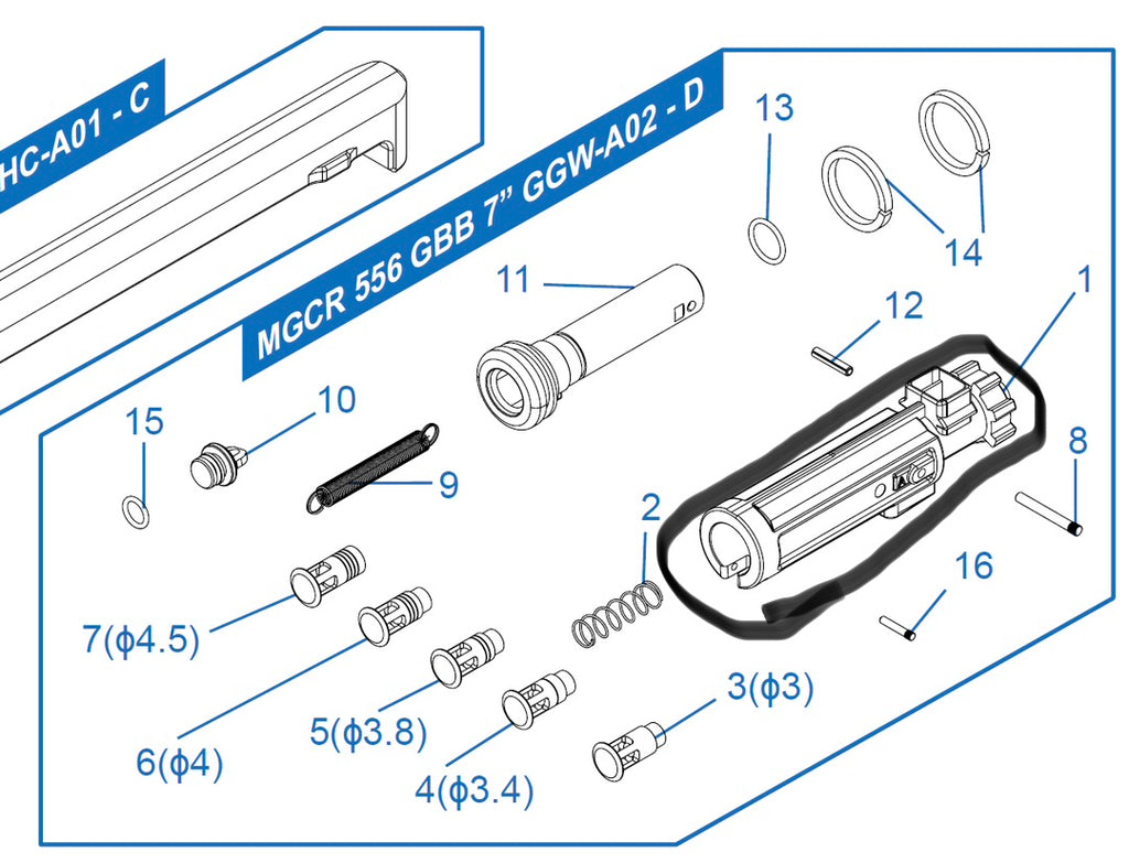 G&G NOZZLE MGCR 556 GBBR AIRSOFT