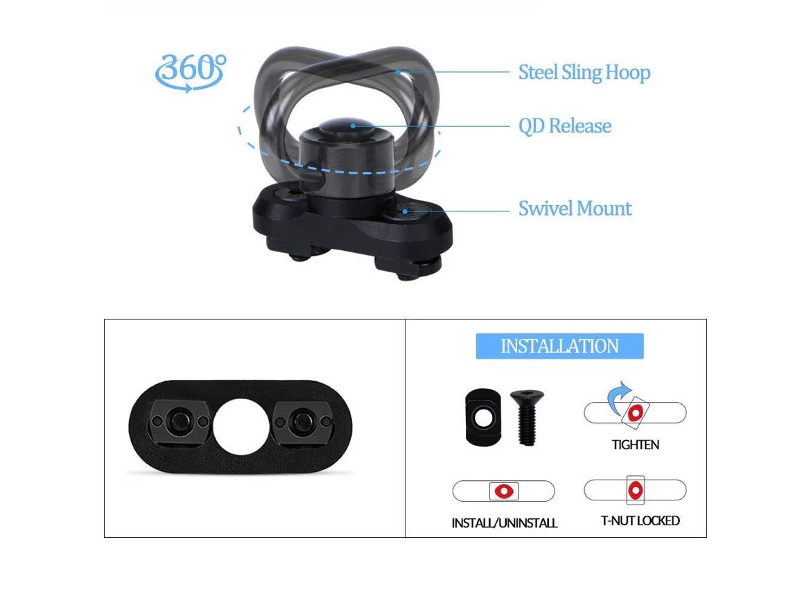 QD SLING MOUNT SWIVEL 3.2 CM ADAPTER BASE FIXING FOR M-LOK RAIL