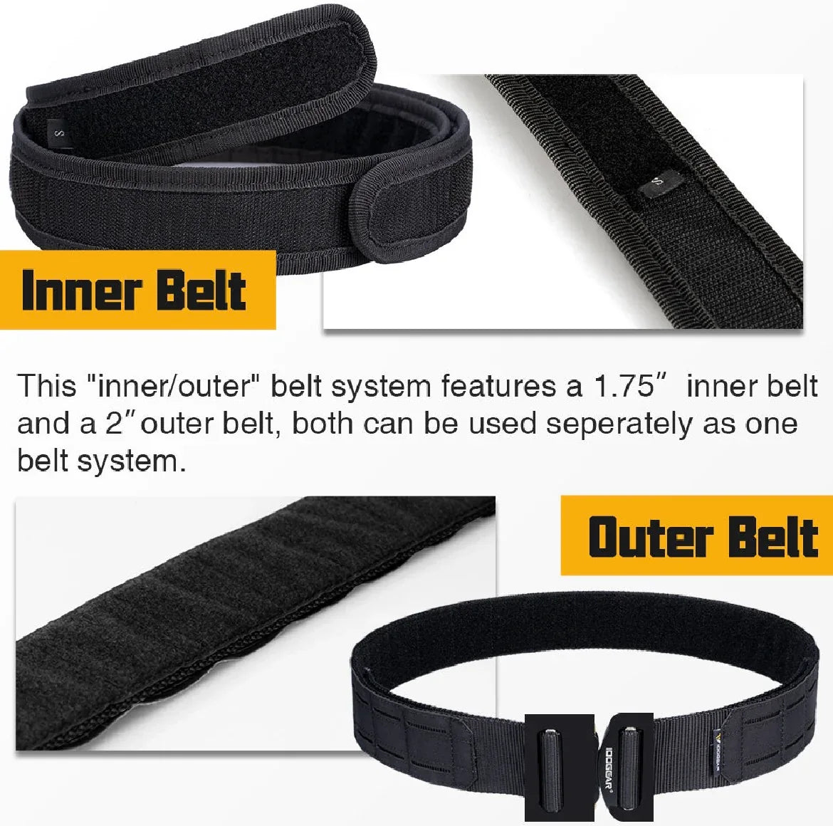IDOGEAR 2 INCH BELT, QUICK RELEASE METAL BUCKLE.