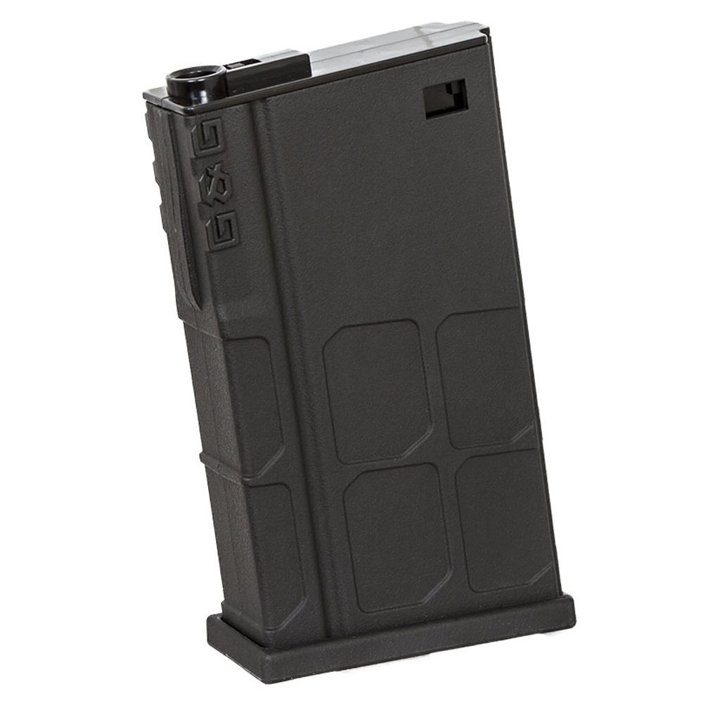 G&G GR25 airsoft magazine black polymer midcap replacement for GR25 rifles with textured grip