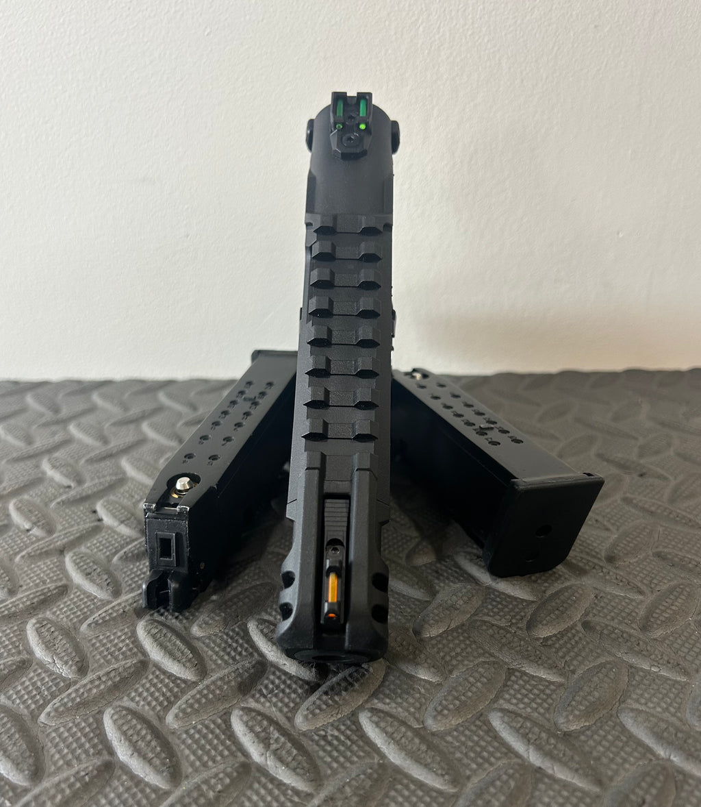 Action Army AAP01 Airsoft Pistol with Tactical Rail and Green Fiber Optic Sights