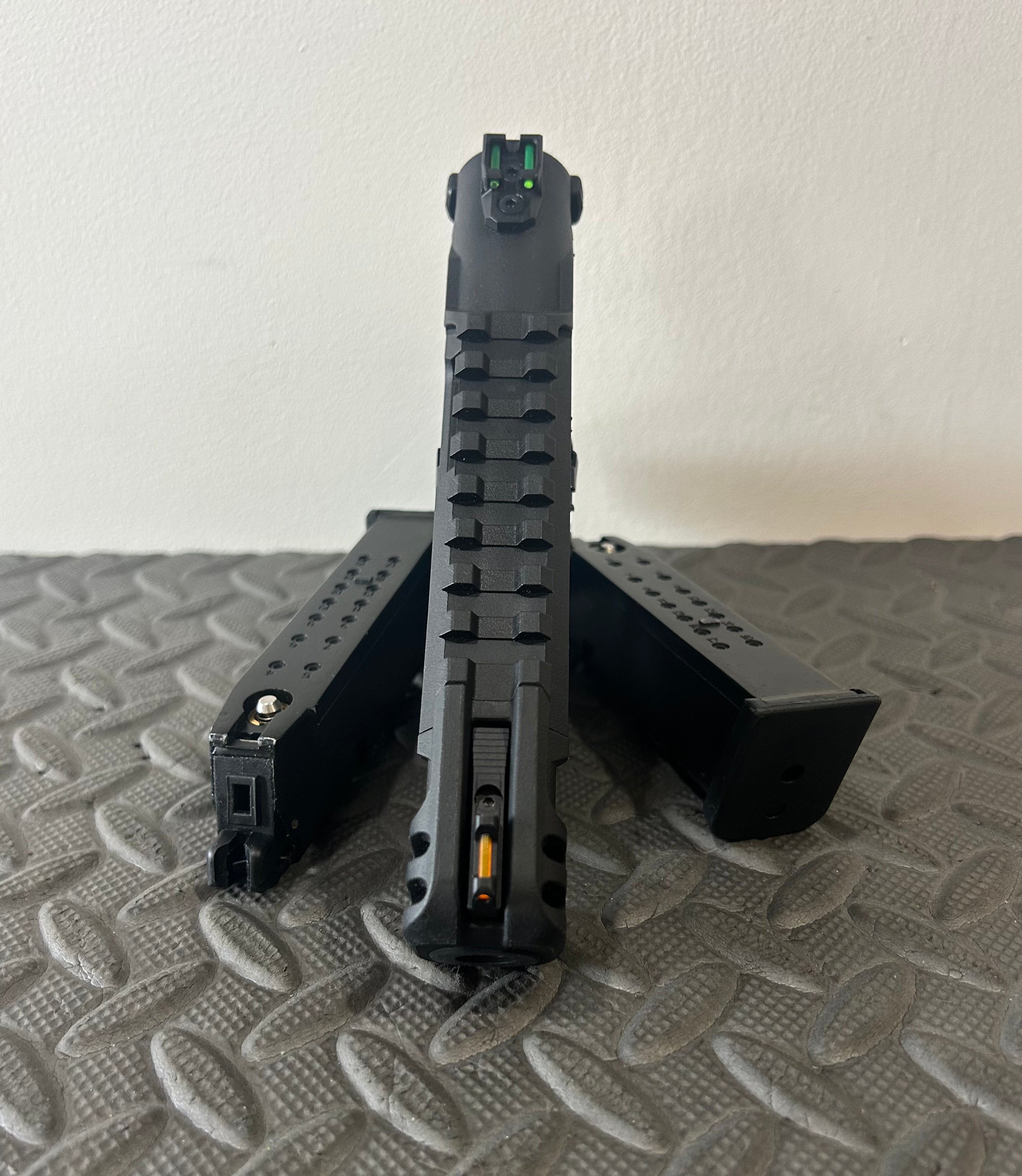 Action Army AAP01 Airsoft Pistol with Tactical Rail and Green Fiber Optic Sights