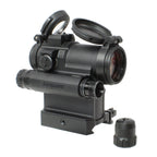 Holy Warrior airsoft red dot sight with flip-up lens covers and adjustable settings for precise aiming