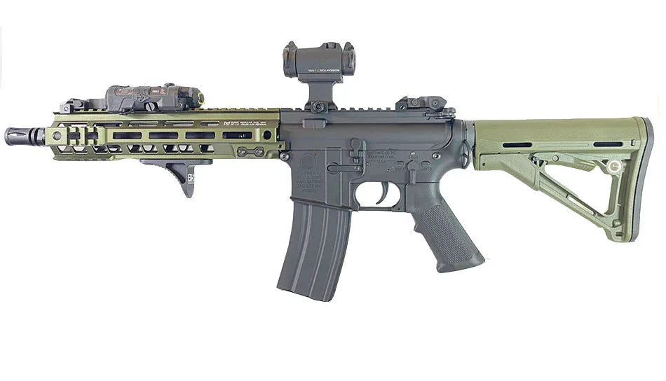 AEG Airsoft Rifle with Tactical Accessories and Green Finish for Enhanced Performance