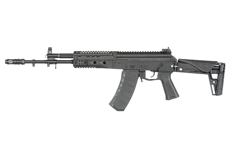 AEG airsoft ak12 rifle with adjustable stock and rail system for tactical play