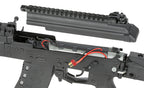 Close-up of AEG internal components showcasing airsoft ak12 upgrades and features for improved performance