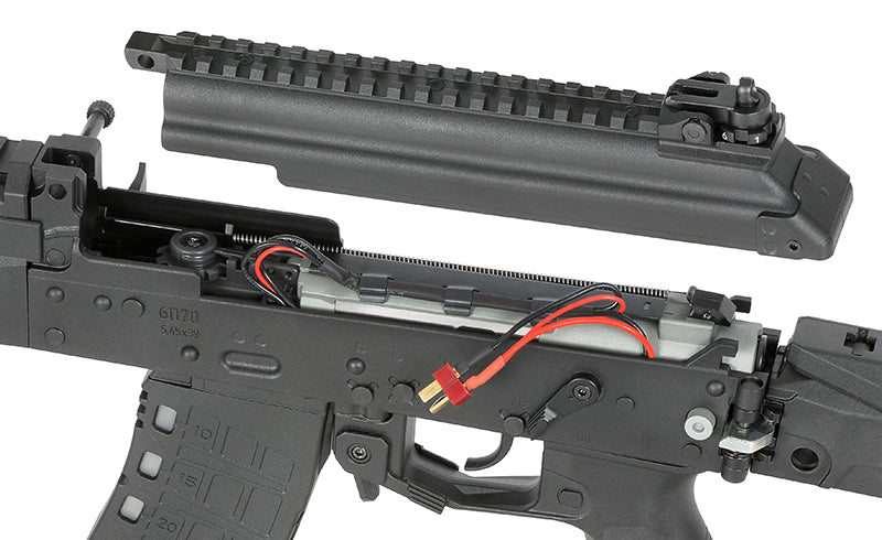 Close-up of AEG internal components showcasing airsoft ak12 upgrades and features for improved performance