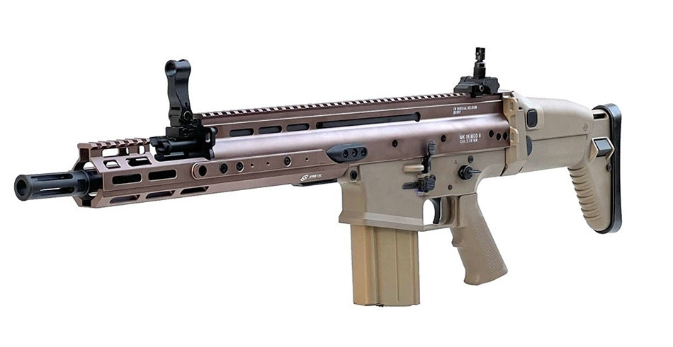 DOUBLE BELL AEG tan and brown MK17 SCAR-H airsoft rifle Canada with flip up sights Picatinny rails and removable magazine