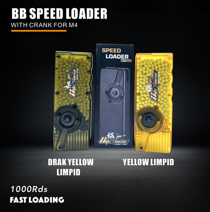 Ultraforce Airsoft Crank Speed Loader for M4 with 1000 Rds Capacity in Dark Yellow and Yellow Colors