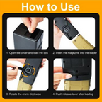 Instructions for using the Airsoft Crank Speed Loader, featuring loading steps and image guide