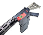 Close-up of PROW airsoft gbbr with a detachable magazine and adjustable stock