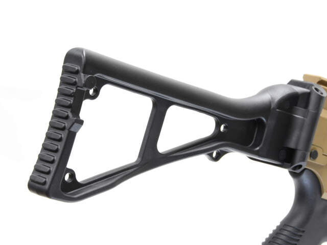 Adjustable stock of the airsoft gbbr for enhanced stability and comfort during gameplay