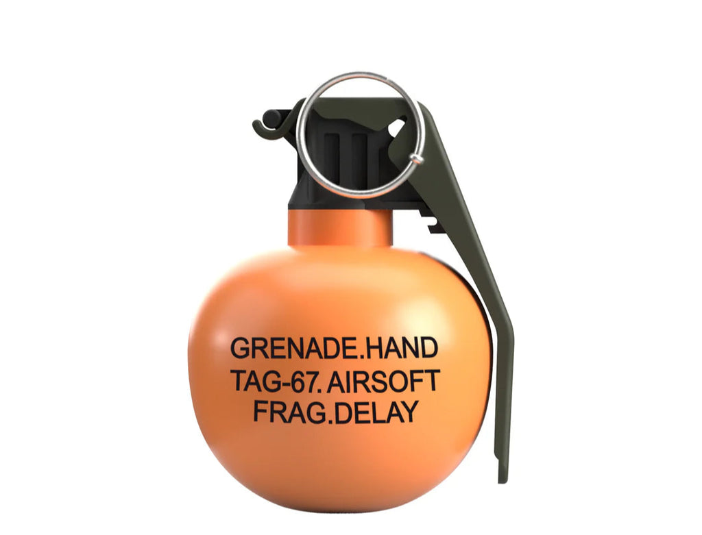 TAGINN Airsoft Grenade Hand TAG-67 in bright orange with frag delay feature