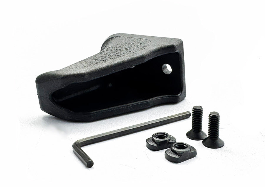 DOUBLE BELL black airsoft handstop grip with screws, nuts, and an L-shaped hex key accessory