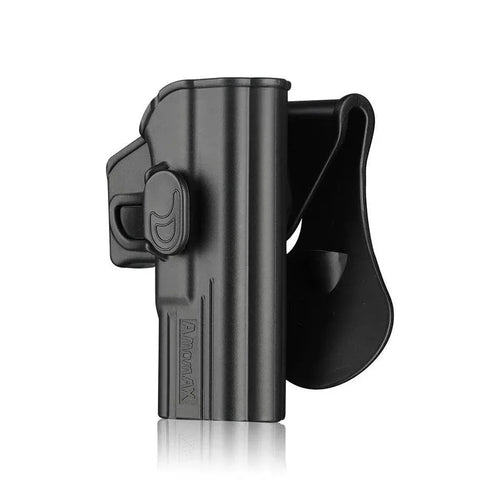 AMOMAX Airsoft Holster in Black, designed for secure firearm carrying during gameplay