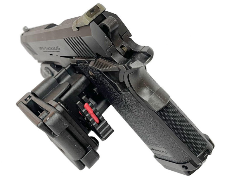 CTM tactical airsoft holster designed for secure weapon retention and quick access in action sports