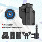 AMOMAX Airsoft Holster with 360-degree rotation and multiple carrying options for tactical use