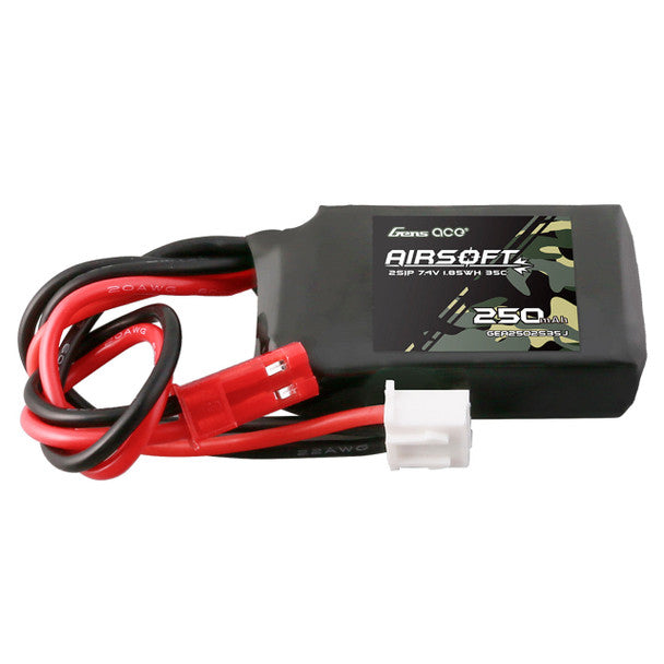 GENS ACE Lipo battery jst 250mAh for Airsoft equipment with durable connection wires