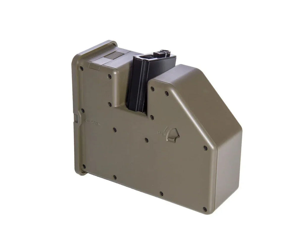 KRYTAC LMG airsoft magazine in olive drab for enhanced performance and capacity
