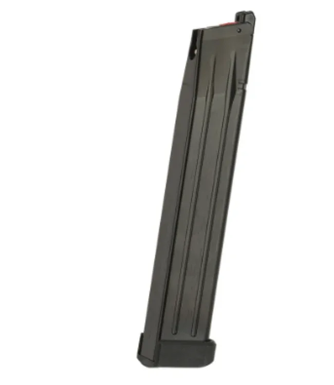 AW Airsoft Magazine in Black, designed for reliable feeding and performance in airsoft guns