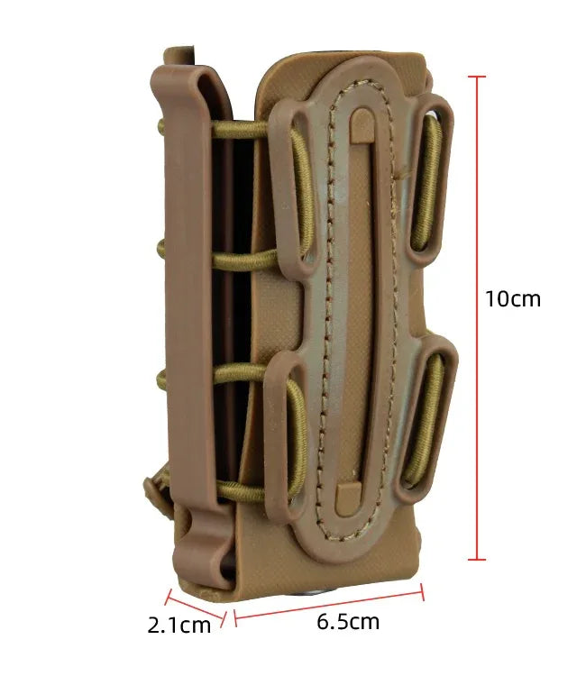 IDOGEAR Airsoft Magazine Pouch in Tan with Adjustable Elastic Bands for Secure Storage