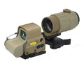 District Airsoft Airsoft Magnifier with a tan finish for enhanced aiming precision in outdoor games