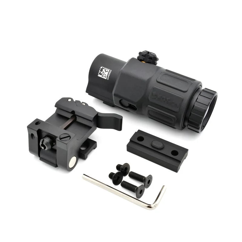 Holy Warrior airsoft magnifier with flip mount for enhanced shooting accuracy and quick adjustments