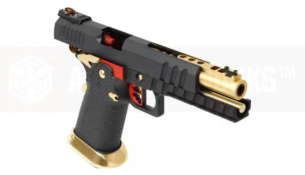 AW CUSTOM Airsoft Pistol with Gold Barrel and Textured Grip for Enhanced Performance