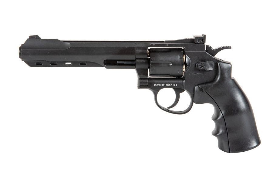 WELL Airsoft Revolver with a sleek black finish and realistic design for airsoft enthusiasts