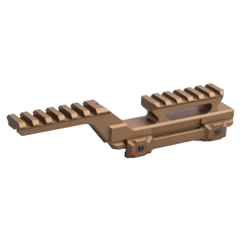 Brown HOLY WARRIOR airsoft riser mount with Picatinny rails for versatile accessory attachment