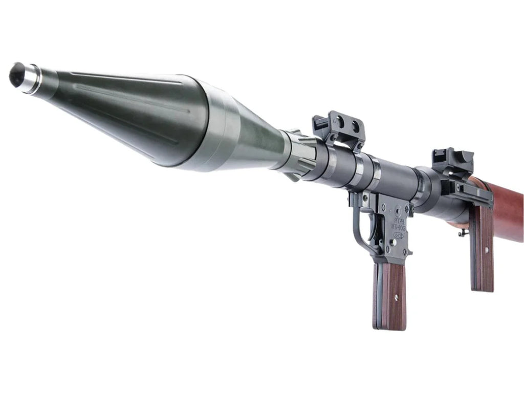 MATRIX LANCEURS airsoft RPG replica with detailed barrel and wooden grip on white background