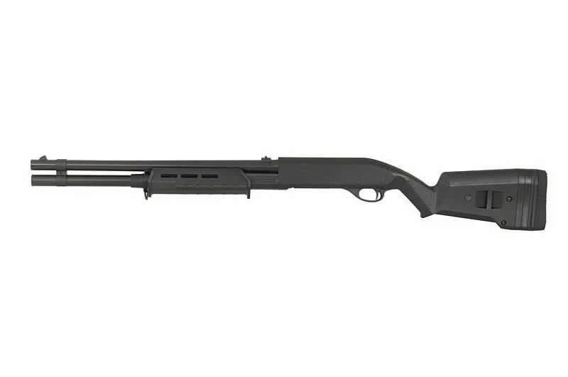 CYMA airsoft shotgun with a sleek black design and tactical grip for enhanced gameplay