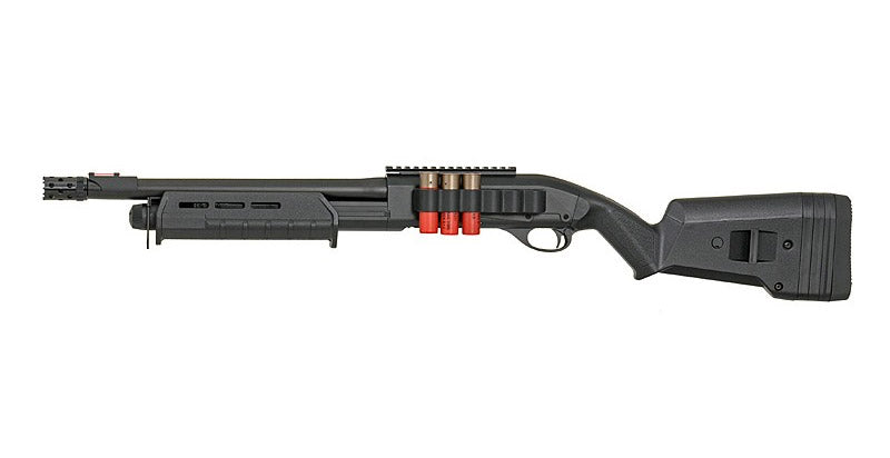 CYMA airsoft shotgun with a tactical design and adjustable stock for enhanced gameplay