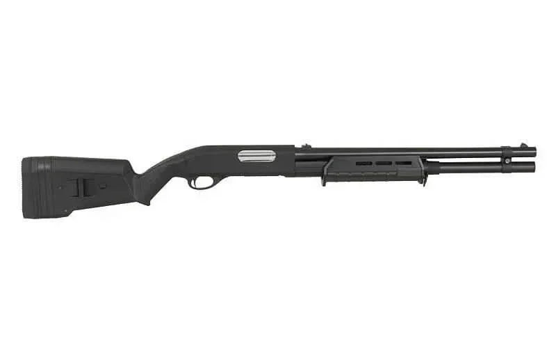 CYMA Airsoft Shotgun with Tactical Stock and Smooth Finish for Competitive Gameplay
