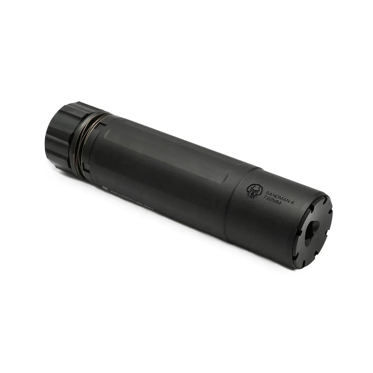 PTS Airsoft Silencer in Black, designed for enhanced stealth in airsoft gameplay