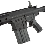 G&G SR25 AIRSOFT Rifle with Adjustable Stock and High-Capacity Magazine in Matte Black Finish
