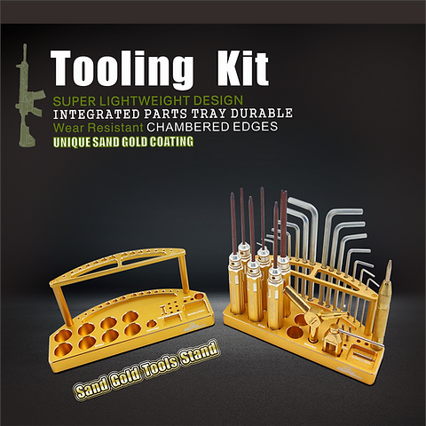 Ultraforce Airsoft Tool Kit with sand gold coated lightweight design and integrated parts tray
