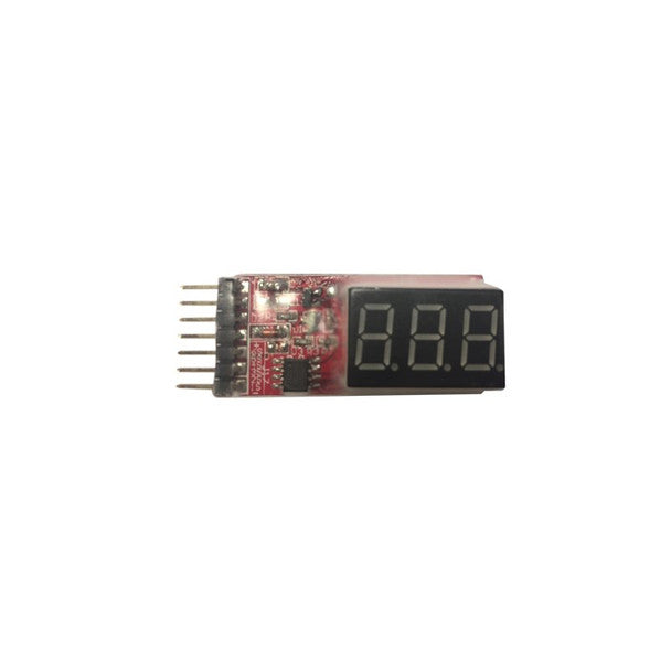 District Airsoft LiPo battery tester for airsoft small PCB with three digit LED display and header pins
