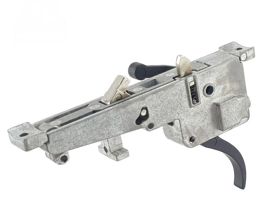 DOUBLE BELL VSR-10 metal trigger assembly in silver with black curved trigger and sear components