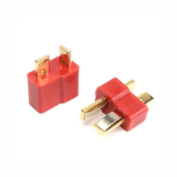 Red gold plated Deans connector for airsoft pair showing male and female T plug battery connectors
