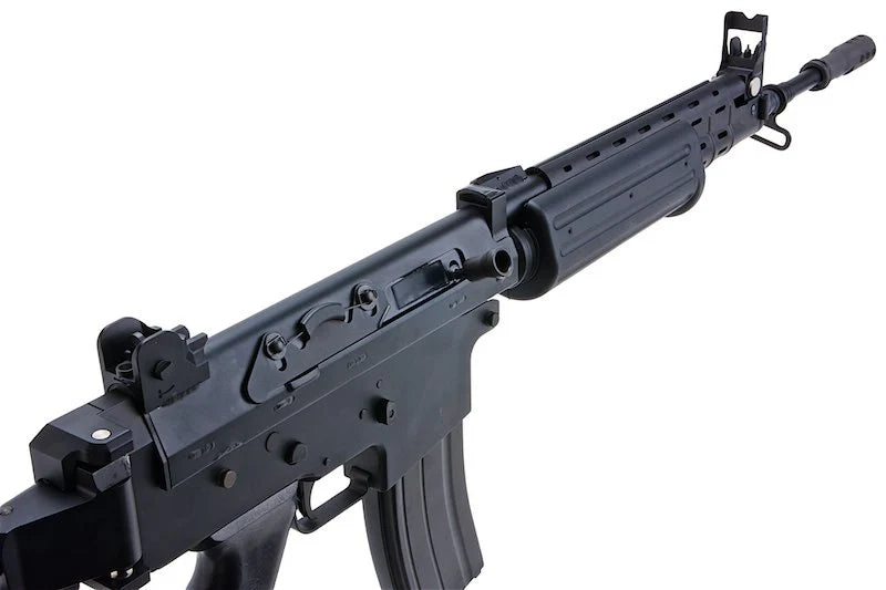 CYBERGUN FNC GALIL airsoft black GBBR rifle with long handguard detachable magazine and iron sights