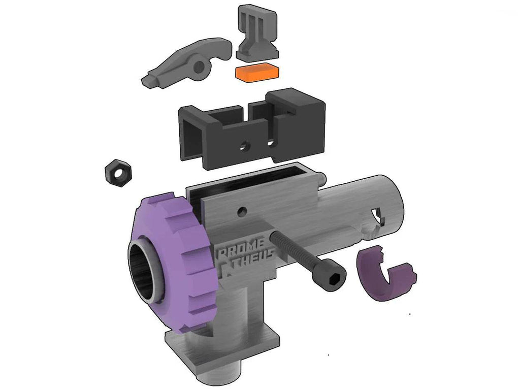AIRTECH CONVERSION prometheus internal assembly parts with purple adjustment knob and metal components